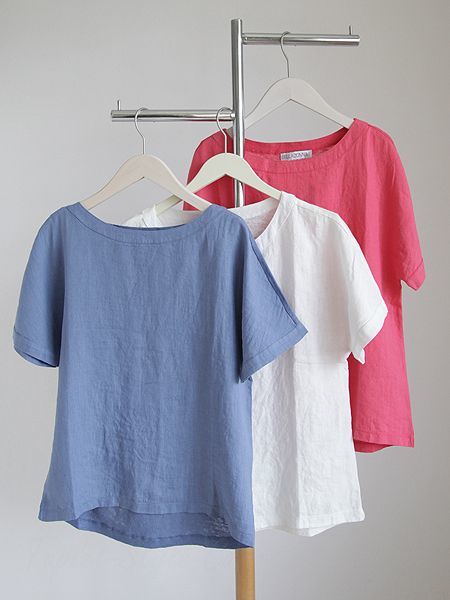 来店予約 オランダ ベラドンナ 背中がニットで前が布帛の麻100 トップス 3色セット
