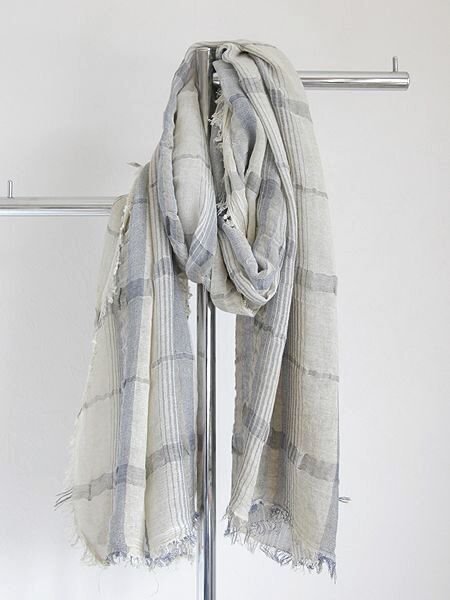 イタリア製 タータンチェックの大きめストール ベージュ