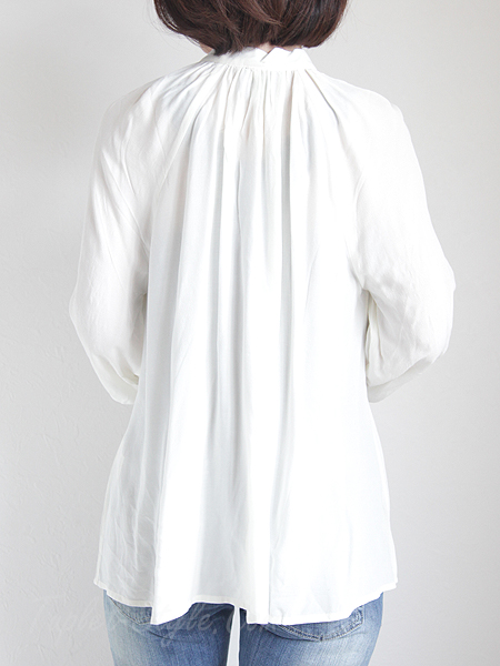 セール品 フランス とろみのあるボウタイブラウス 白 サイズ展開あり