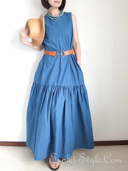 予約品入荷 Taftah 21年春夏 マキシ丈 ノースリーブ ティアードワンピース