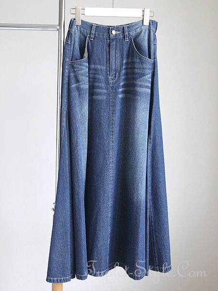 予約品入荷 アンカドゥ 21年 春夏 デニムロング丈フレアスカート デニム 38サイズ