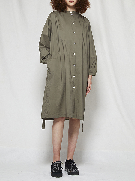 Yoshi Kondo 21年 春夏 コットン スタンドカラーギャザーシャツワンピース